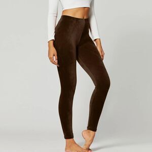 Conceited Women's Velvet Leggings Brown Soft Stretch Velour Small